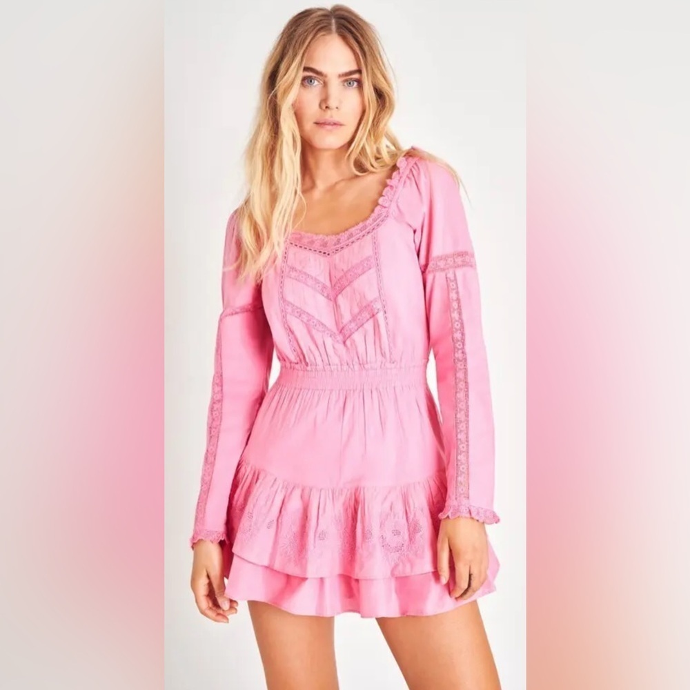 LoveShackFancy Sanaya Mini Dress in Pink